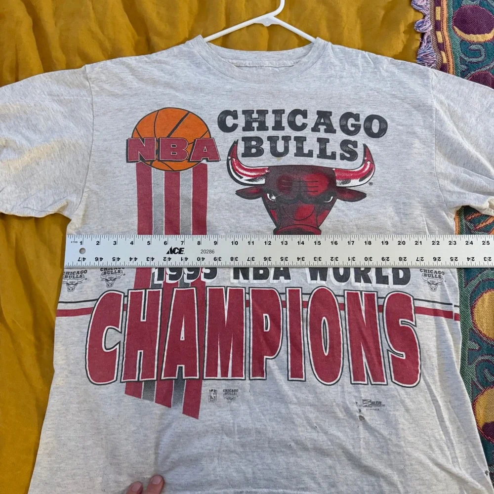 Vintage 1993 Chicago Bulls NBA World Champions T-Shirt Salem Single‎ Stitch Grey